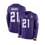 Men's Nike Minnesota Vikings #21 Mike Hughes Limited Purple Therma Long Sleeve NFL Jersey