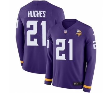 Men's Nike Minnesota Vikings #21 Mike Hughes Limited Purple Therma Long Sleeve NFL Jersey