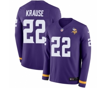 Men's Nike Minnesota Vikings #22 Paul Krause Limited Purple Therma Long Sleeve NFL Jersey