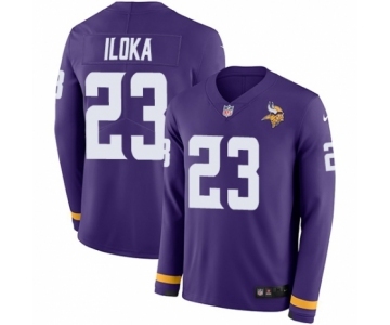 Men's Nike Minnesota Vikings #23 George Iloka Limited Purple Therma Long Sleeve NFL Jersey