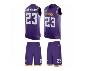 Men's Nike Minnesota Vikings #23 Terence Newman Limited Purple Tank Top Suit NFL Jersey