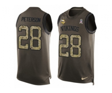 Men's Nike Minnesota Vikings #28 Adrian Peterson Limited Green Salute to Service Tank Top NFL Jersey