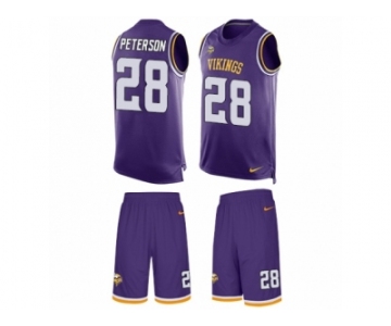 Men's Nike Minnesota Vikings #28 Adrian Peterson Limited Purple Tank Top Suit NFL Jersey