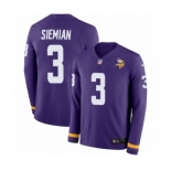 Men's Nike Minnesota Vikings #3 Trevor Siemian Limited Purple Therma Long Sleeve NFL Jersey