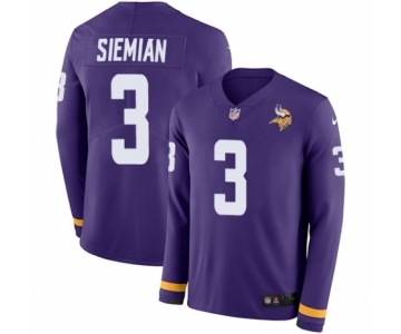 Men's Nike Minnesota Vikings #3 Trevor Siemian Limited Purple Therma Long Sleeve NFL Jersey