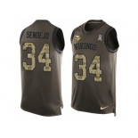 Men's Nike Minnesota Vikings #34 Andrew Sendejo Limited Green Salute to Service Tank Top NFL Jersey