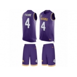 Men's Nike Minnesota Vikings #4 Brett Favre Limited Purple Tank Top Suit NFL Jersey