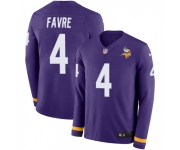 Men's Nike Minnesota Vikings #4 Brett Favre Limited Purple Therma Long Sleeve NFL Jersey