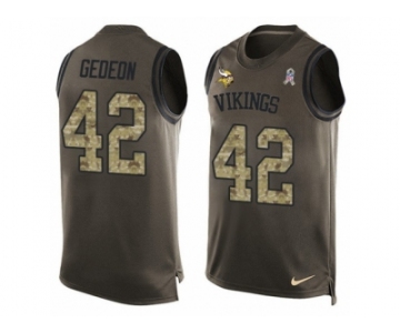 Men's Nike Minnesota Vikings #42 Ben Gedeon Limited Green Salute to Service Tank Top NFL Jersey