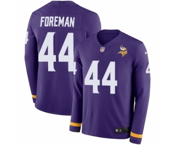 Men's Nike Minnesota Vikings #44 Chuck Foreman Limited Purple Therma Long Sleeve NFL Jersey