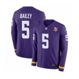 Men's Nike Minnesota Vikings #5 Dan Bailey Limited Purple Therma Long Sleeve NFL Jersey