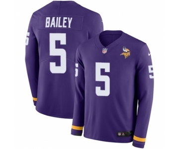 Men's Nike Minnesota Vikings #5 Dan Bailey Limited Purple Therma Long Sleeve NFL Jersey