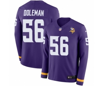 Men's Nike Minnesota Vikings #56 Chris Doleman Limited Purple Therma Long Sleeve NFL Jersey