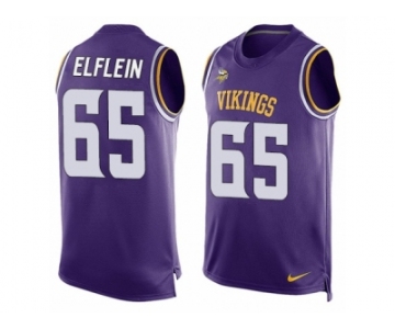 Men's Nike Minnesota Vikings #65 Pat Elflein Limited Purple Player Name & Number Tank Top NFL Jersey