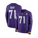 Men's Nike Minnesota Vikings #71 Riley Reiff Limited Purple Therma Long Sleeve NFL Jersey