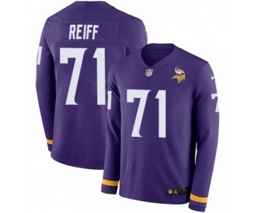 Men's Nike Minnesota Vikings #71 Riley Reiff Limited Purple Therma Long Sleeve NFL Jersey