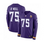 Men's Nike Minnesota Vikings #75 Brian O'Neill Limited Purple Therma Long Sleeve NFL Jersey