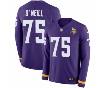 Men's Nike Minnesota Vikings #75 Brian O'Neill Limited Purple Therma Long Sleeve NFL Jersey