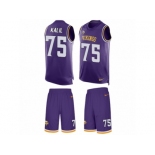 Men's Nike Minnesota Vikings #75 Matt Kalil Limited Purple Tank Top Suit NFL Jersey