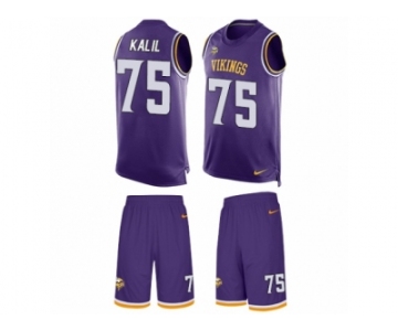 Men's Nike Minnesota Vikings #75 Matt Kalil Limited Purple Tank Top Suit NFL Jersey