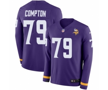 Men's Nike Minnesota Vikings #79 Tom Compton Limited Purple Therma Long Sleeve NFL Jersey