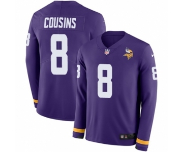 Men's Nike Minnesota Vikings #8 Kirk Cousins Limited Purple Therma Long Sleeve NFL Jersey