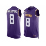 Men's Nike Minnesota Vikings #8 Sam Bradford Limited Purple Player Name & Number Tank Top NFL Jersey