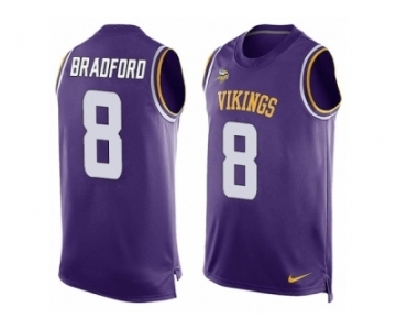 Men's Nike Minnesota Vikings #8 Sam Bradford Limited Purple Player Name & Number Tank Top NFL Jersey