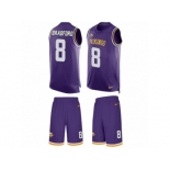 Men's Nike Minnesota Vikings #8 Sam Bradford Limited Purple Tank Top Suit NFL Jersey