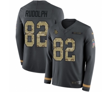 Men's Nike Minnesota Vikings #82 Kyle Rudolph Limited Black Salute to Service Therma Long Sleeve NFL Jersey