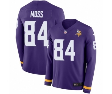 Men's Nike Minnesota Vikings #84 Randy Moss Limited Purple Therma Long Sleeve NFL Jersey