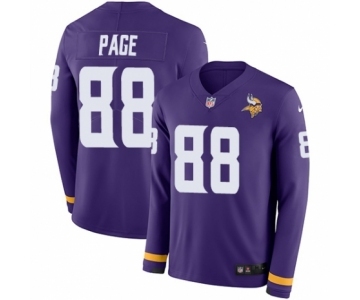 Men's Nike Minnesota Vikings #88 Alan Page Limited Purple Therma Long Sleeve NFL Jersey