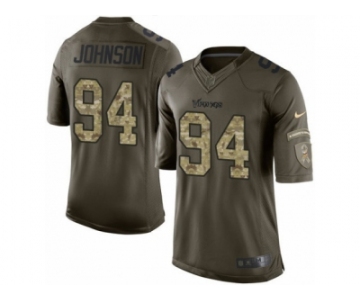 Men's Nike Minnesota Vikings #94 Jaleel Johnson Limited Green Salute to Service NFL Jersey