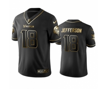 Minnesota Vikings  #18 Justin Jefferson Black Golden Edition Vapor Limited Jersey