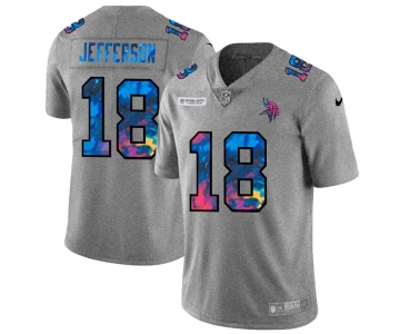 Minnesota Vikings #18 Justin Jefferson Men's Nike Multi-Color 2020 NFL Crucial Catch NFL Jersey Greyheather