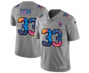 Minnesota Vikings #33 Dalvin Cook Men's Nike Multi-Color 2020 NFL Crucial Catch NFL Jersey Greyheather