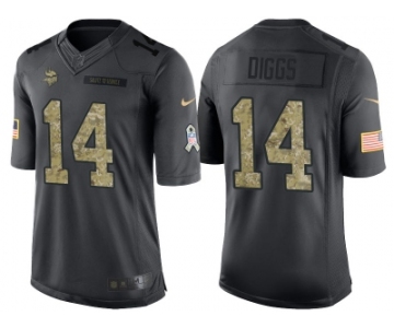 Nike Minnesota Vikings #14 Stefon Diggs Men's Stitched Black NFL Salute to Service Limited Jerseys