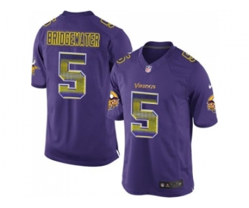 Nike Minnesota Vikings #5 Teddy Bridgewater Purple Team Color Men's Stitched NFL Limited Strobe Jersey