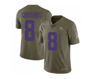 Nike Minnesota Vikings #8 Kirk Cousins Olive Men Stitched NFL Limited 2017 Salute to Service Jerse