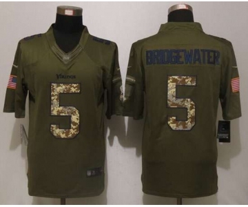 nike nfl jerseys minnesota vikings #5 bridgewater army green[nike Limited Salute To Service][bridgewater]