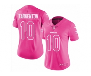 Women Nike Minnesota Vikings #10 Fran Tarkenton Limited Pink Rush Fashion NFL Jersey