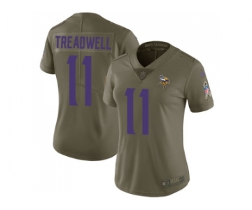 Women Nike Minnesota Vikings #11 Laquon Treadwell Olive Stitched NFL Limited 2017 Salute to Service Jersey