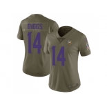 Women Nike Minnesota Vikings #14 Stefon Diggs Olive Stitched NFL Limited 2017 Salute to Service Jersey