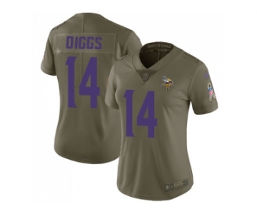 Women Nike Minnesota Vikings #14 Stefon Diggs Olive Stitched NFL Limited 2017 Salute to Service Jersey