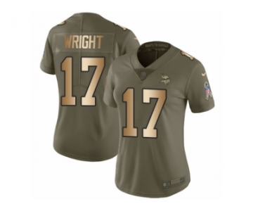 Women Nike Minnesota Vikings #17 Jarius Wright Limited Olive Gold 2017 Salute to Service NFL Jersey