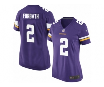 Women Nike Minnesota Vikings #2 Kai Forbath Game Purple Team Color NFL Jersey