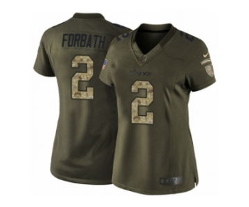 Women Nike Minnesota Vikings #2 Kai Forbath Limited Green Salute to Service NFL Jersey