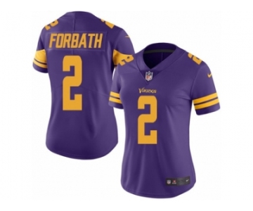 Women Nike Minnesota Vikings #2 Kai Forbath Limited Purple Rush Vapor Untouchable NFL Jersey