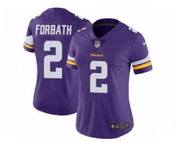 Women Nike Minnesota Vikings #2 Kai Forbath Purple Team Color Vapor Untouchable Limited Player NFL Jersey