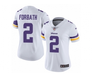 Women Nike Minnesota Vikings #2 Kai Forbath White Vapor Untouchable Limited Player NFL Jersey